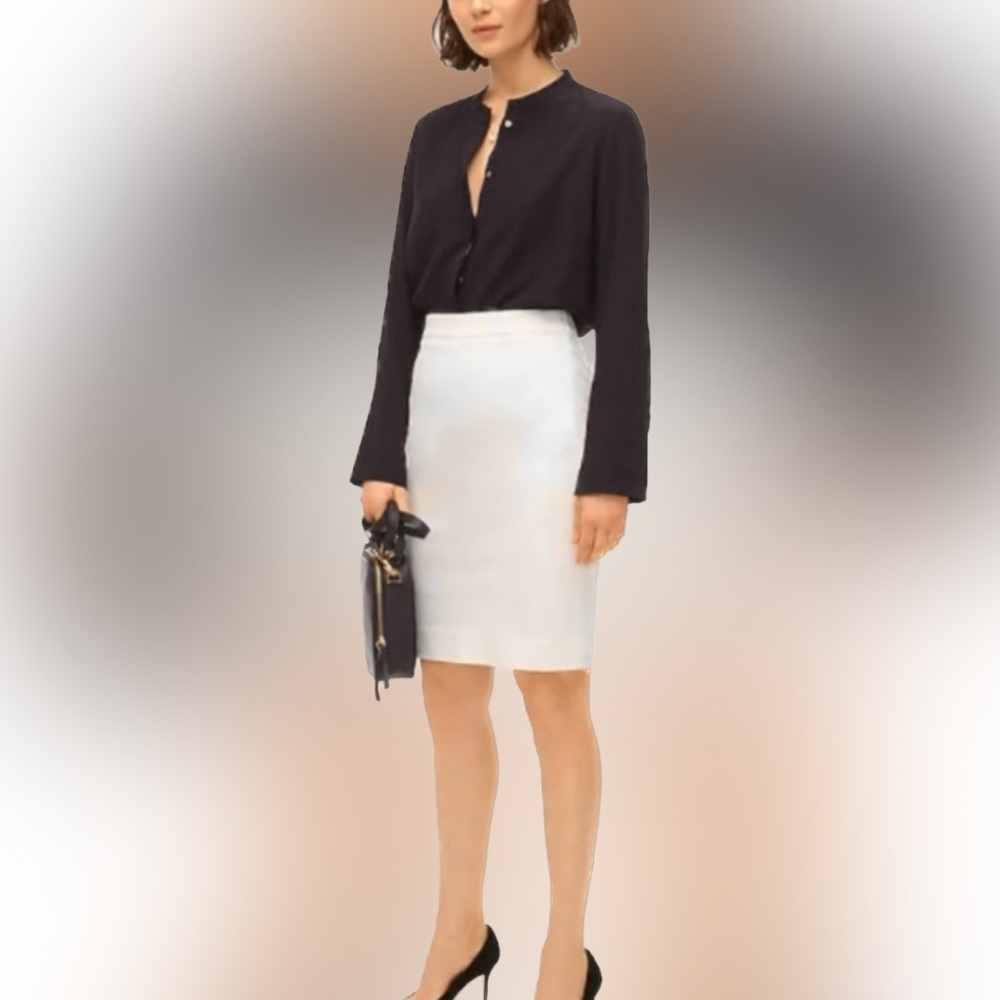 J. Crew Ivory Number 2 Knee Length Pencil Skirt